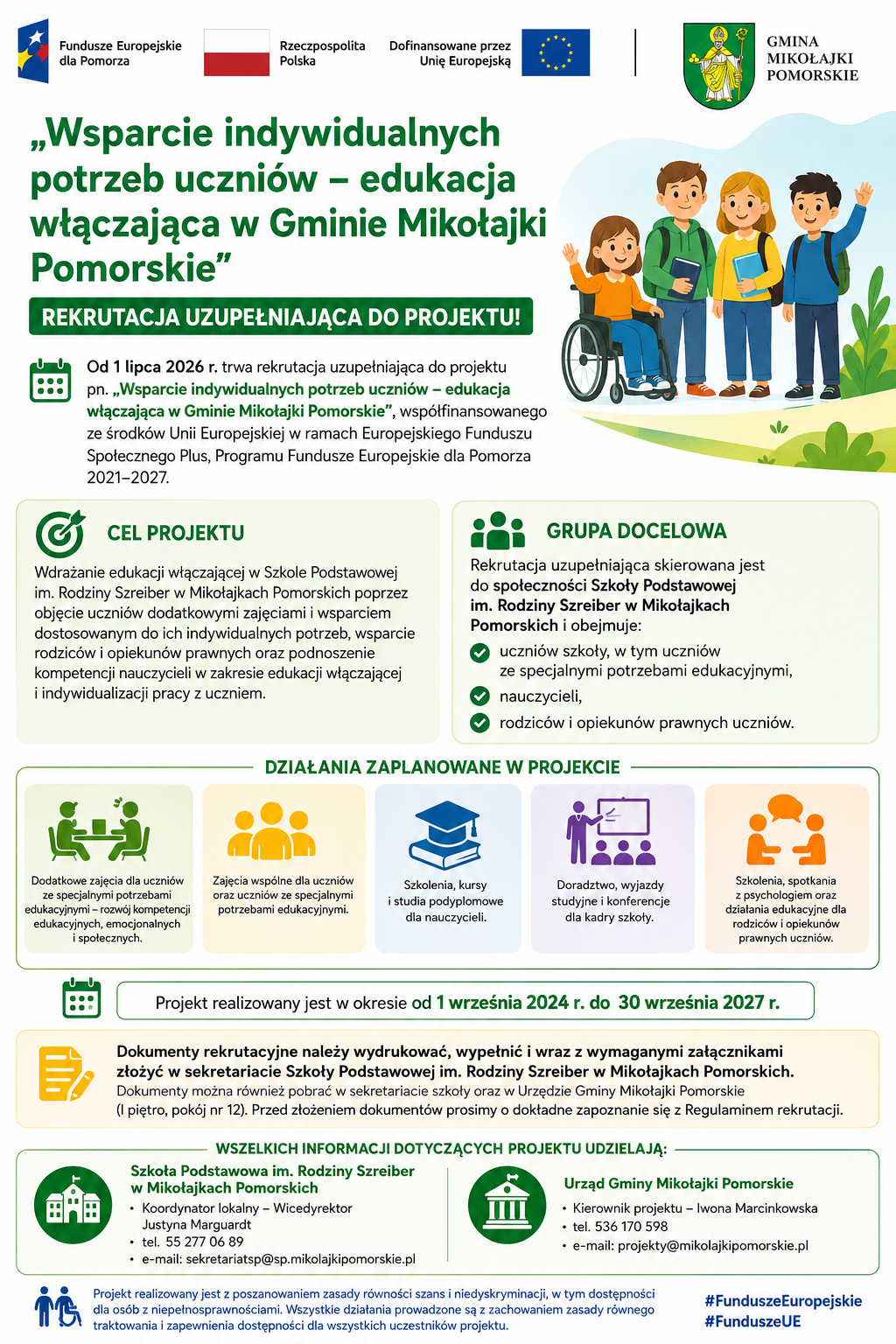&bdquo;Wsparcie indywidualnych potrzeb uczni&oacute;w &ndash; edukacja włączająca w&nbsp;Gminie Mikołajki Pomorskie&rdquo; 